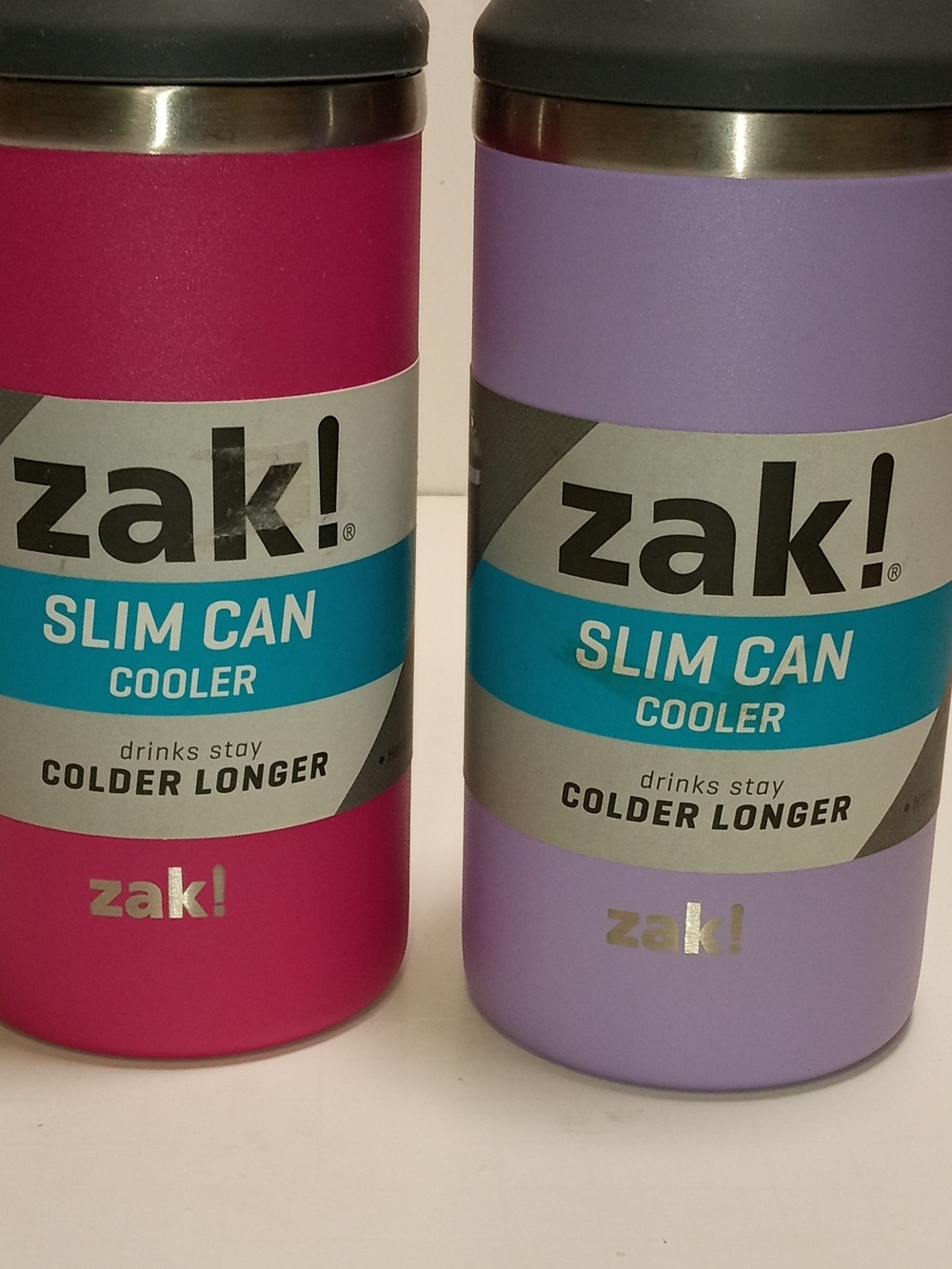 Zak! Slim Can Vacuum Insulated Stainless Steel Tumblers Set of 2 Pink and Purple